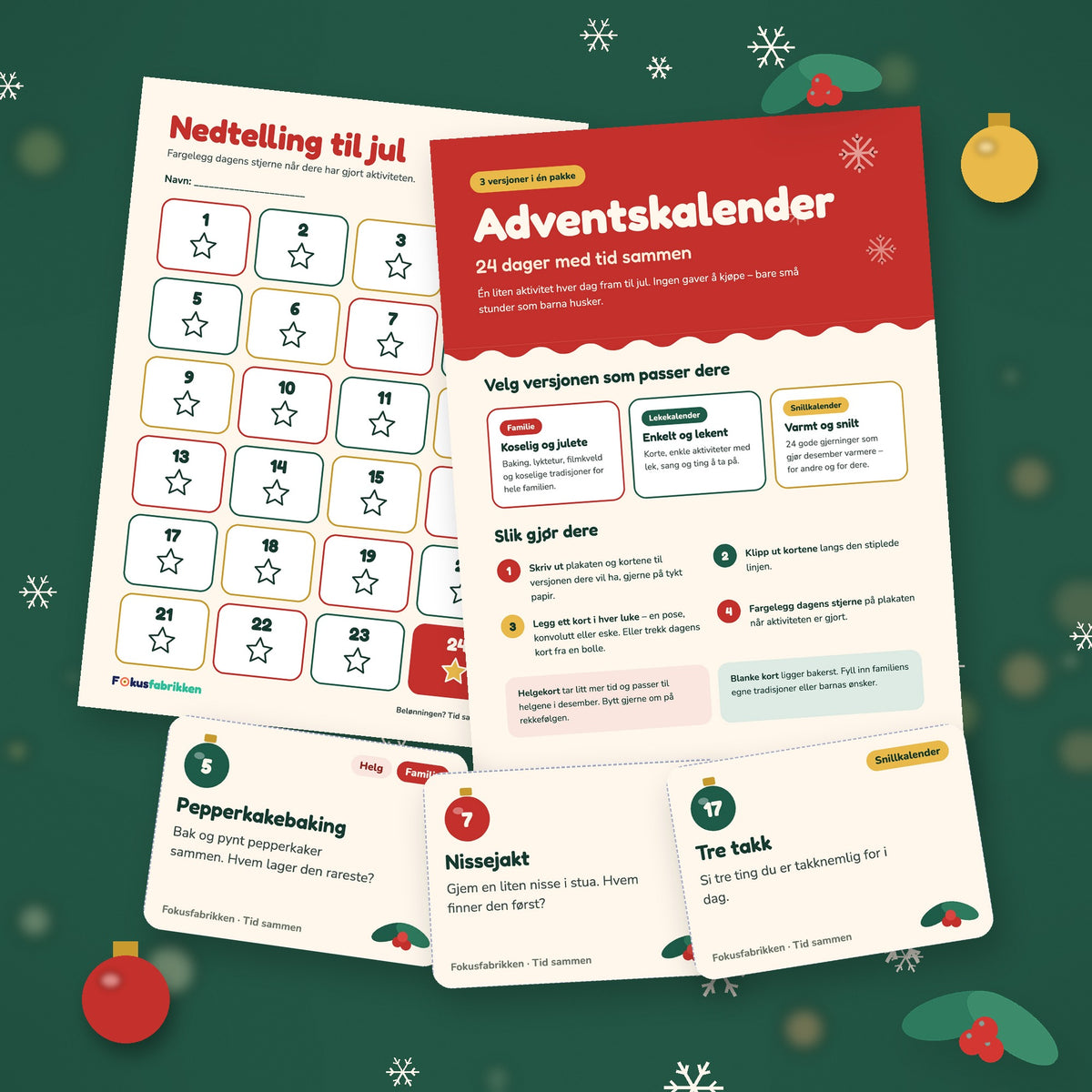 Adventskalender - 24 dager med aktiviteter og tid sammen